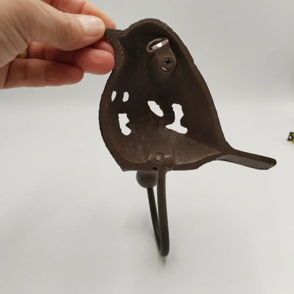Cast Iron Bird Wall Hook Vintage Style Filigree Rose Songbird Towel Coat Hanger